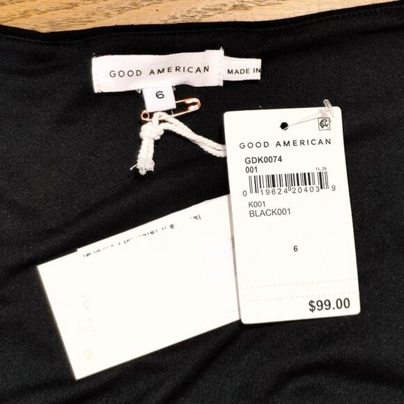 Good American U-Ring Long Sleeve Bodycon Midi Dress Black001 Womens Size 6 NWT - Picture 6 of 10